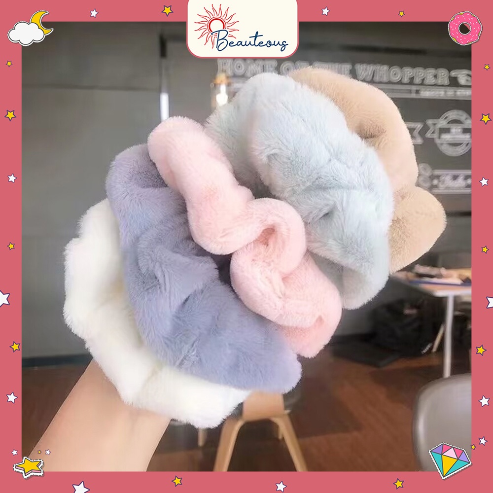 Jual Ikat Rambut Hair Band Bulu Scrunchie Korea Serunci Hijab Kuncir ...