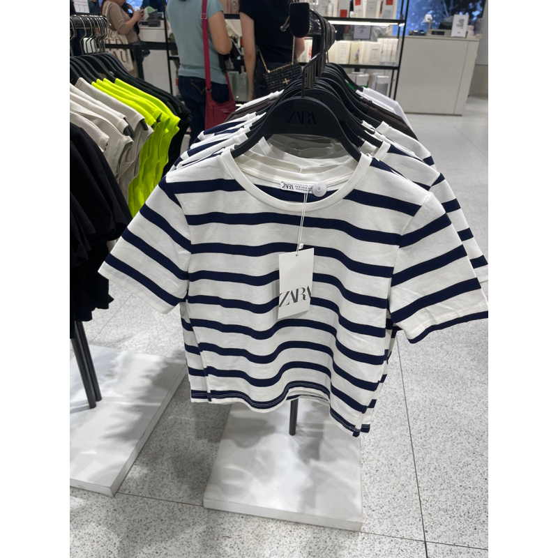 Jual Zara Top Atasan kaos salur strip Shopee Indonesia