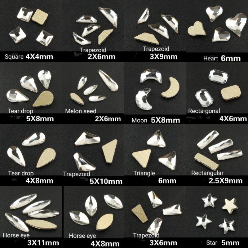 Jual 10pcs nail art rhinestones FLAT bottom crystal clear | Shopee ...