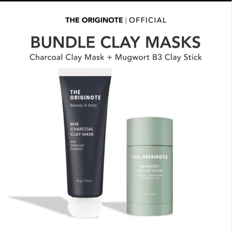 Jual The Originote Bundle Clay Masks - BHA Charcoal Clay Mask + Mugwort ...
