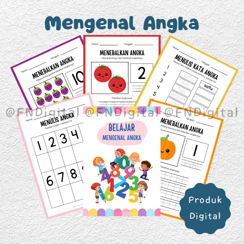 Jual BELAJAR MENGENAL ANGKA Printable Worksheet Tracing Number Lembar ...