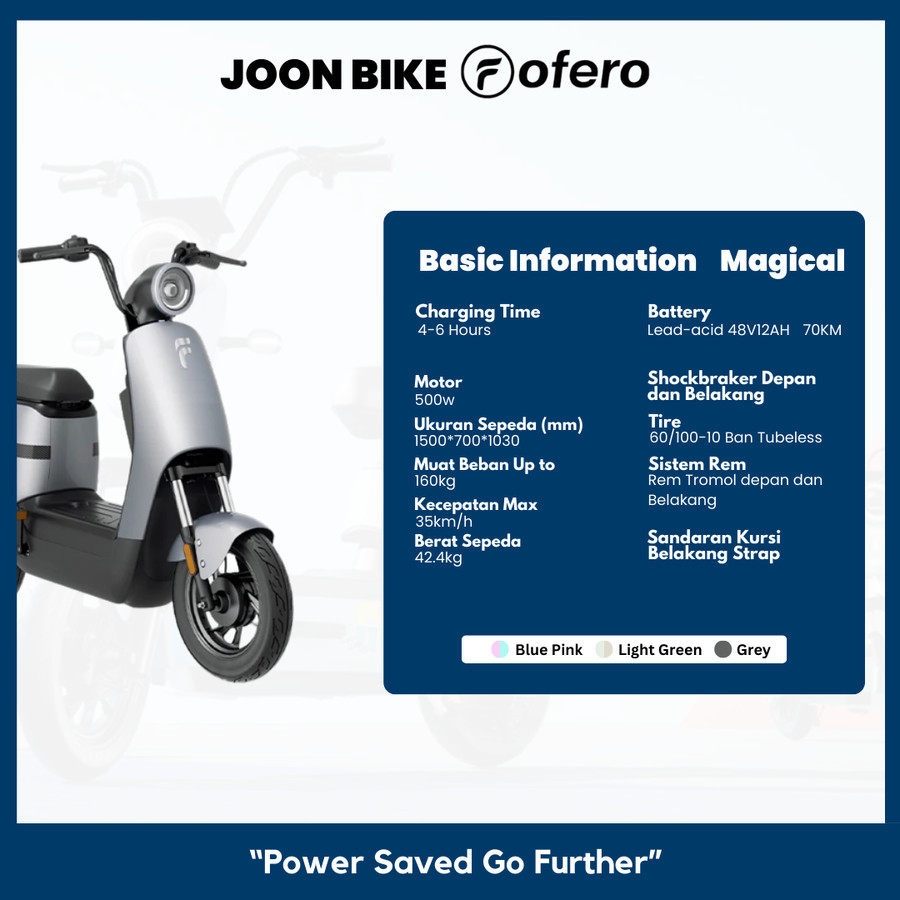 Ofero Magical Grey Sepeda Listrik Electric Bike 500 Watt Speed 35KM/H E-Bike E-Motor