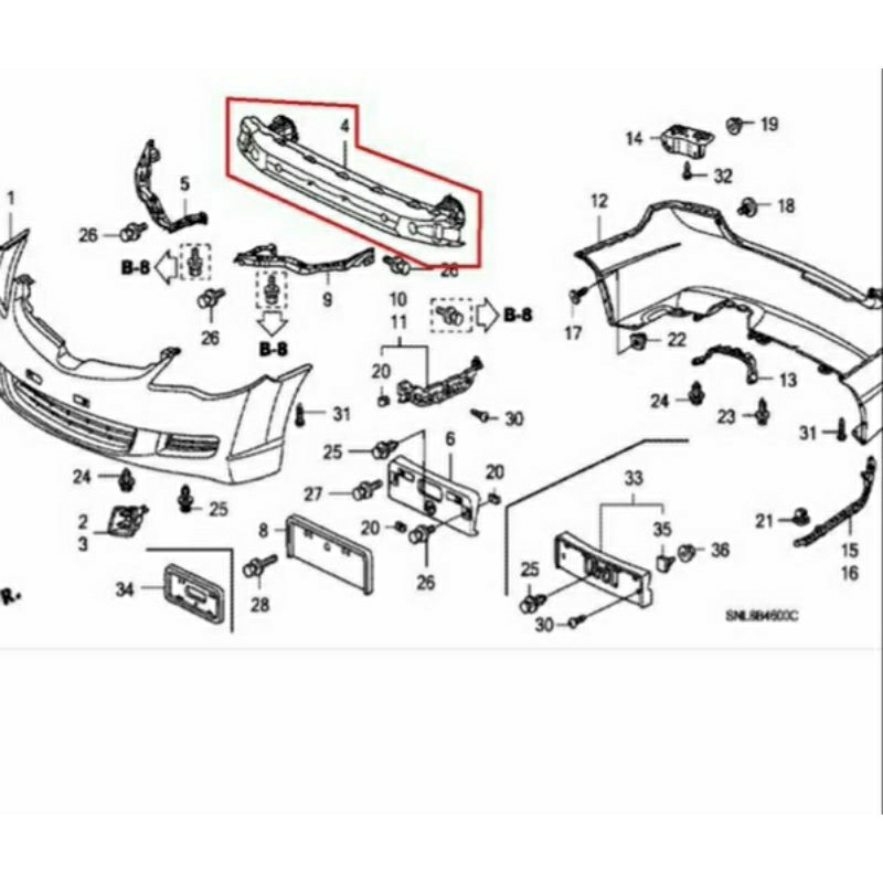 Jual beam comp tulang bumper depan honda civic 2006 2007 2008 2009 2010 ...