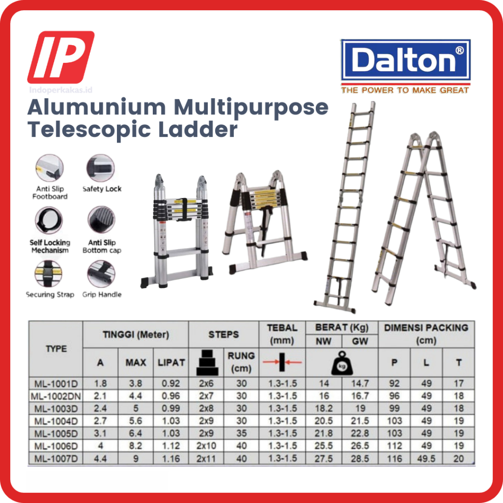 Jual Tangga Telescopic Double Dalton Teleskopic Multipurpose Ladder 3,7
