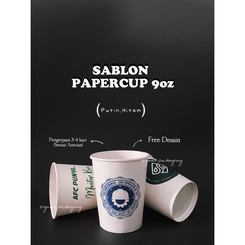 Jual SABLON PAPER CUP / PAPER CUP / GELAS KERTAS 9oz murah praktis dan ...