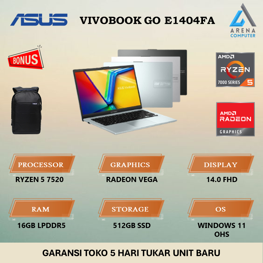 Jual Asus Vivobook Go 14 E1404fa Ryzen 5 7520 16gb 512gb Fhd W11 Ohs Shopee Indonesia 4601