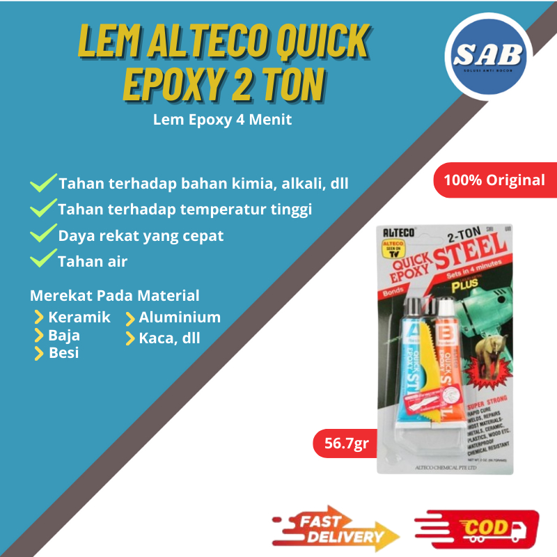 Jual Lem Besi Alteco Quick Epoxy Steel 2 Ton Instant 4 Menit Lem Besi Kuat Tahan Air Waterproof 0439