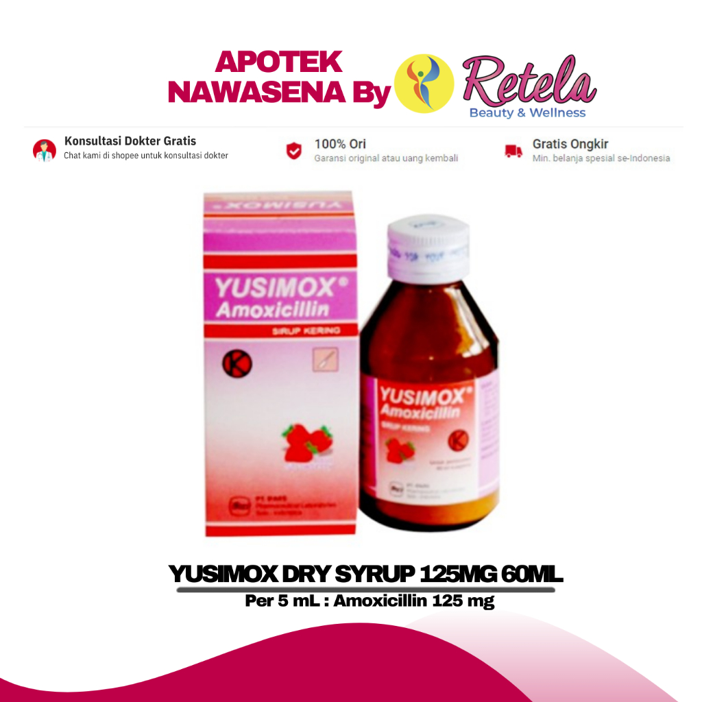 Jual YUSIMOX DRY SYR 125MG 60ML ( Per 5 mL Amoxicillin 125 mg ) Shopee Indonesia