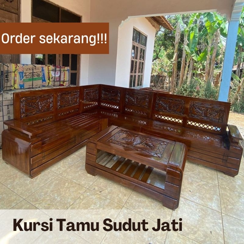 Jual Kursi Tamu Sudut Minimalis Kayu Jati / Kursi Tamu Minimalis Murah ...