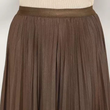 MINEOLA Serenity Choco Brown Pleated Midi Skirt (Rok Wanita Midi Plisket Impor Premium Korean
