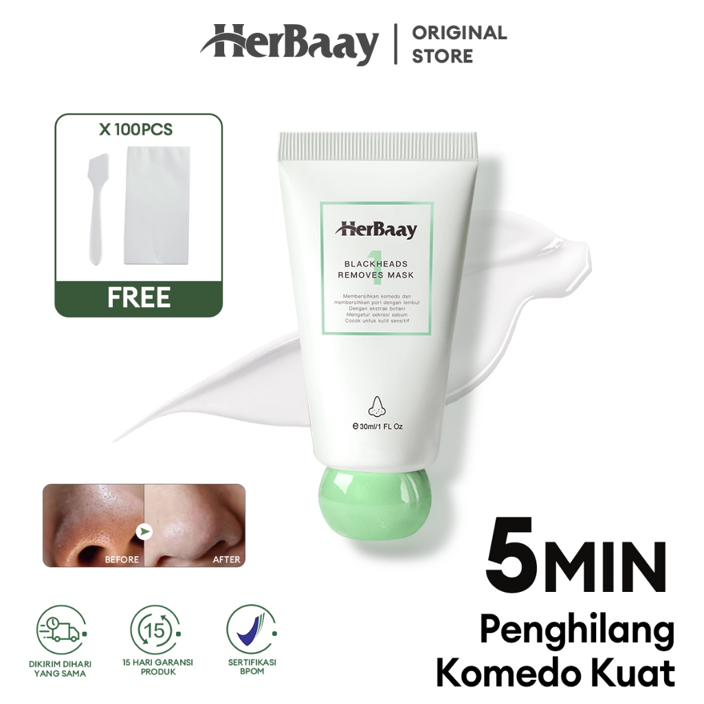 Jual HerBaay Nasal Blackhead Mask Komedo 5 Minutes Deep Cleansing