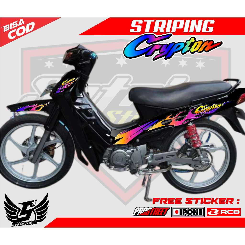 Jual STRIPING VARIASI MOTOR YAMAHA CRYPTON DESAIN API / STICKER LIST ...