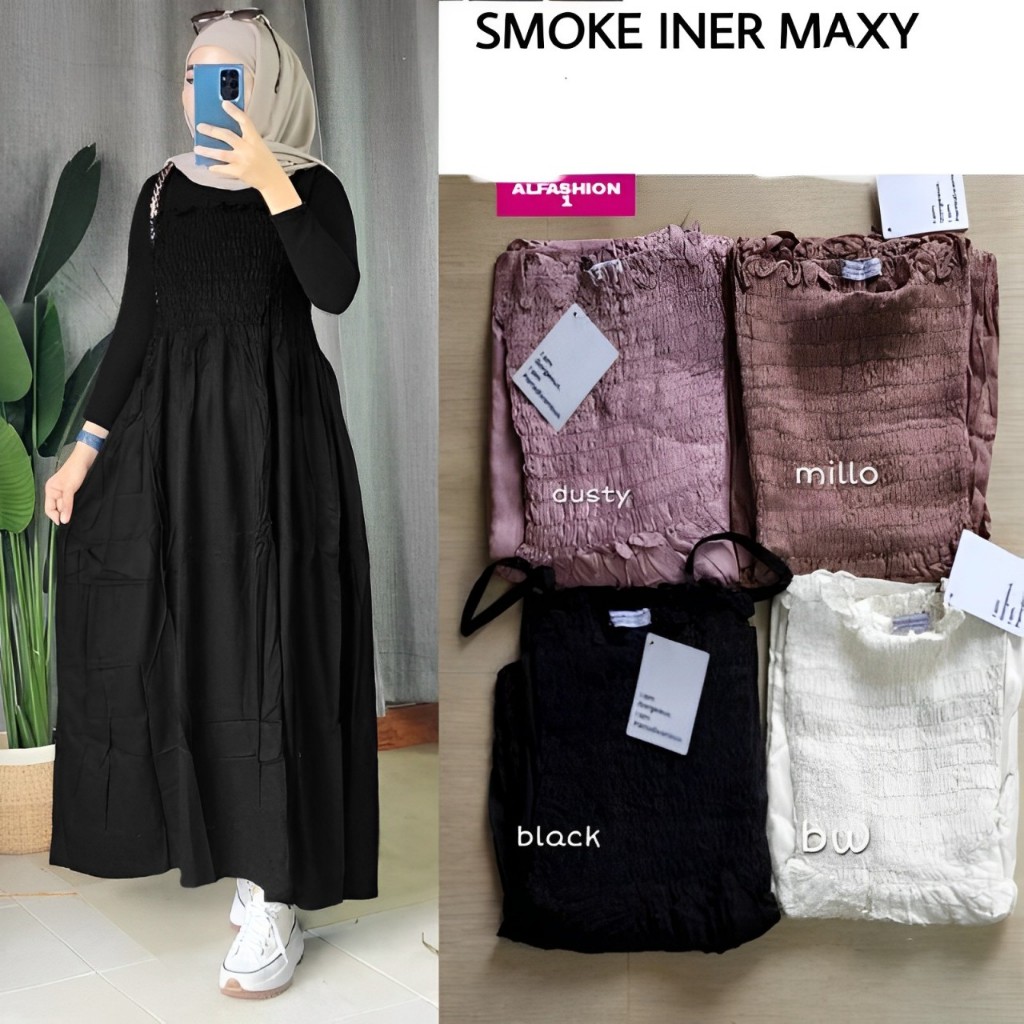 Jual NIRRA INNER DRES SMOKE SERIES BAHAN CRINCLE AIR FLOW PREMIUM MAXY ...