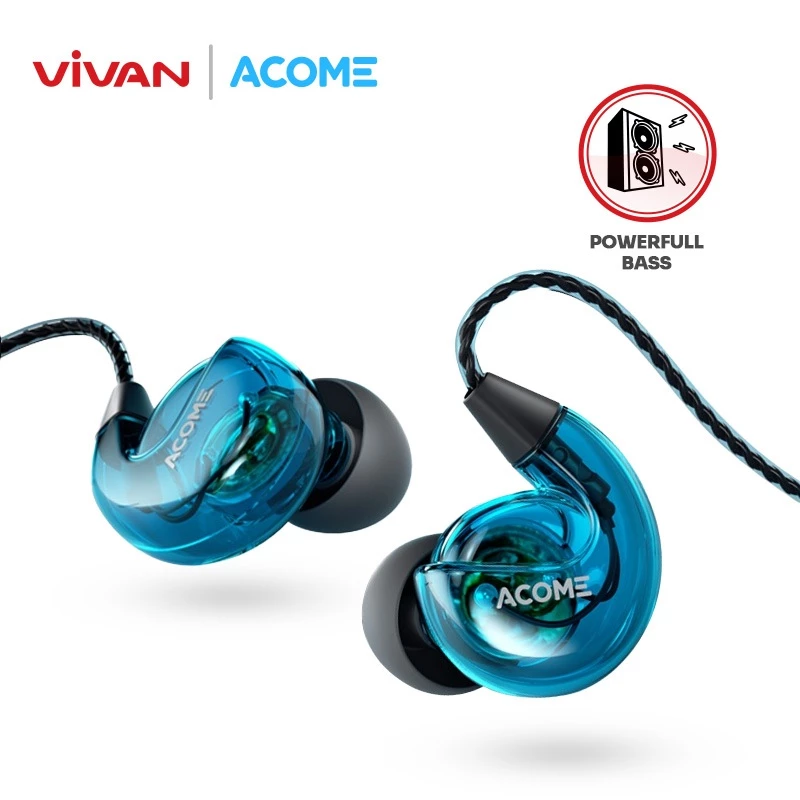 VIVAN X ACOME 3D Subwoofer Headphones Powerfull Bass Transparent Black Wire Body Garansi Resmi 1 Tahun ACE01