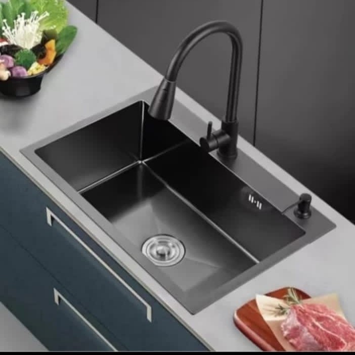 Kitchen sink 80 x 50 cm komplit set kran flexible / wastafel cuci piring 8050 cm
