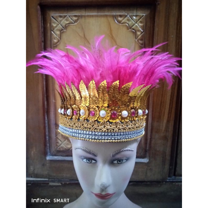 Jual mahkota bulu pink/mahkota tari/mahkota tradisional | Shopee Indonesia