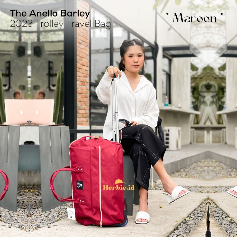 TAS PAKAIAN TRAVEL GYM BAG BARLEY BAHAN KANVAS 23” FASHION RANGKA BESI  IMPORT QUALITY TAS MINGGAT TRAVEL JUMBO TAS TRAVEL BAG TROLLEY TROLI #166  #189