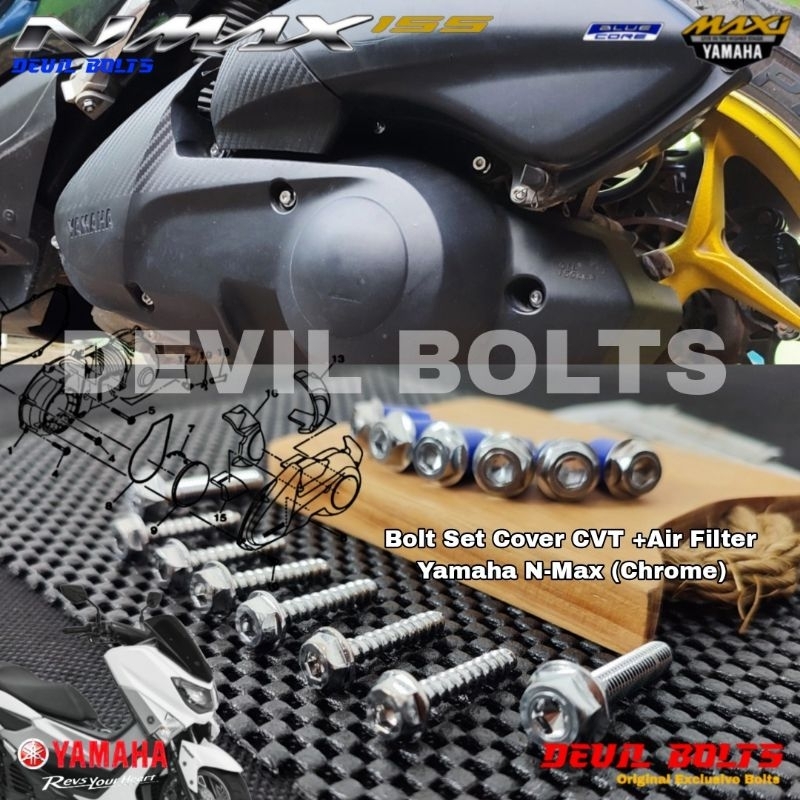 Jual Baut Casing CVT + Skrup Air Filter Yamaha Nmax (Chrome) | Shopee ...