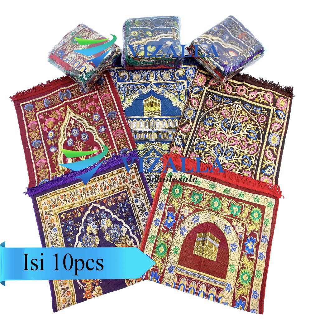 Isi 10pcs Sajadah Tambang Midi 50x100cm/ Sajadah Travel Souvenir Haji Umroh