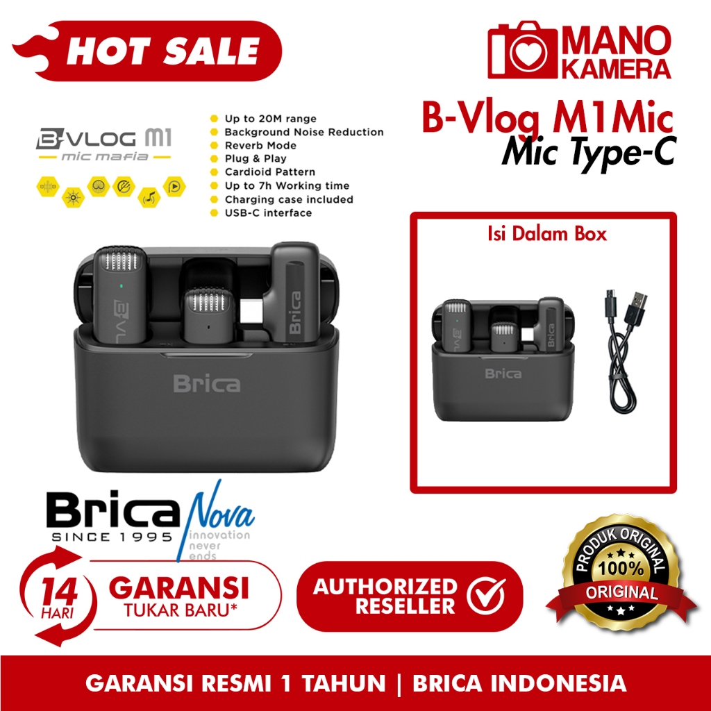 Jual Brica B-VLOG M1 Wireless Microphone Single Double BVlog M1 Type-C ...