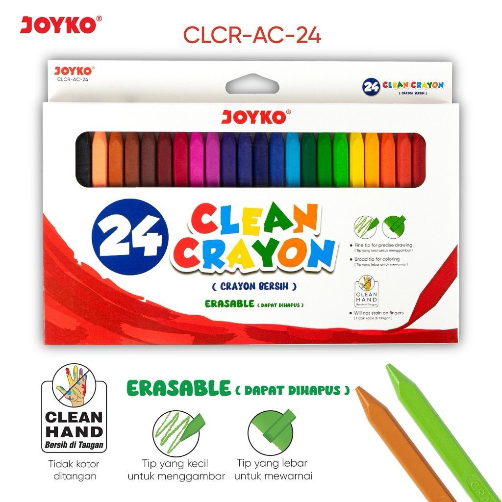 Jual Clean Crayon Joyko CLCR-AC-24 / Krayon Bersih Joyko 12warna ...