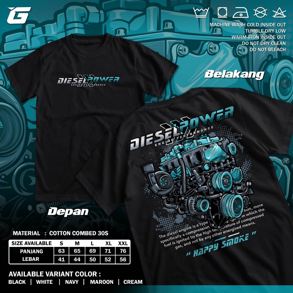 Jual Kaos Diesel Power Engine Turbo Machine Happy Smoke Baju Distro