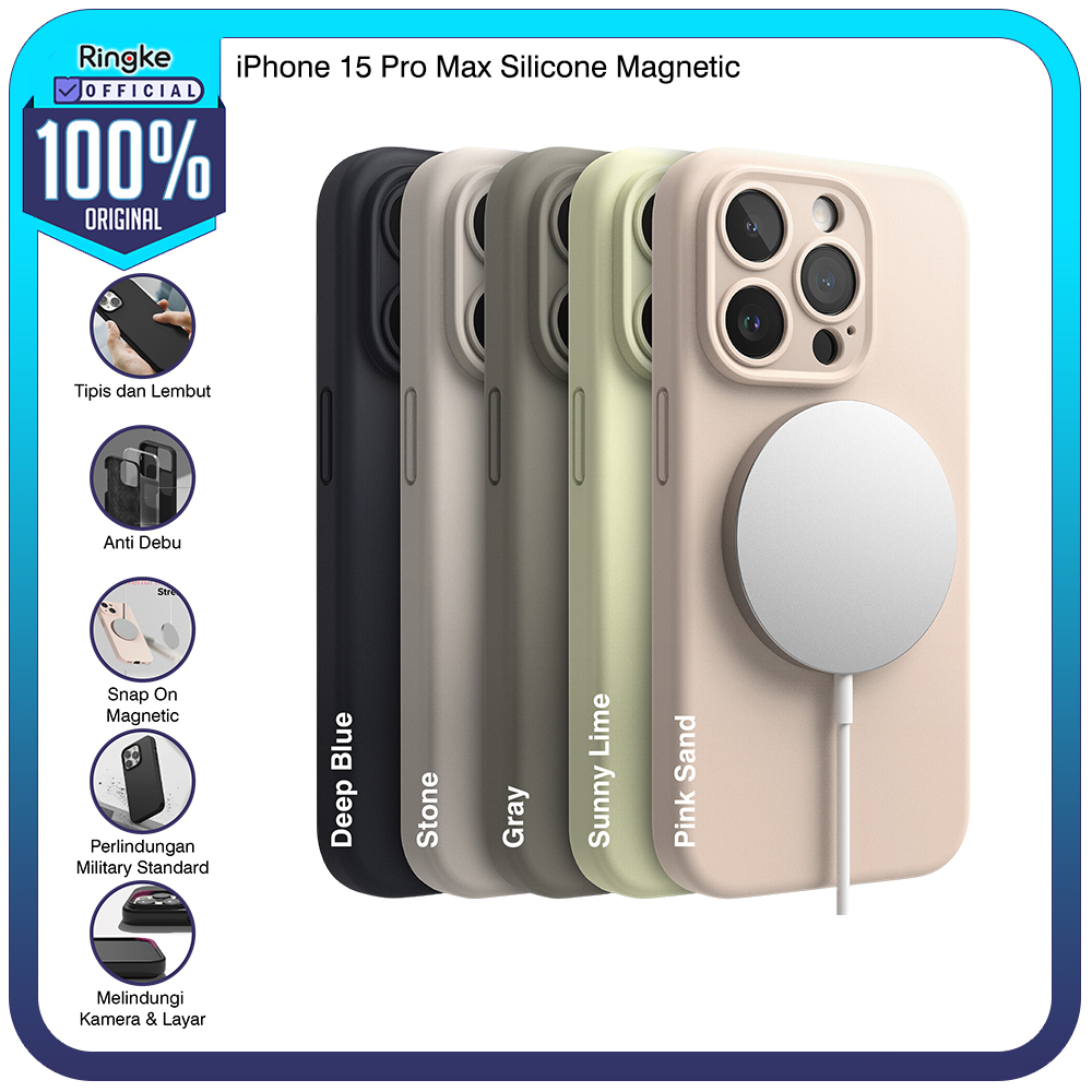Casing Ringke iPhone 15 Pro Max Silicone Magnet Magsafe Softcase Crack