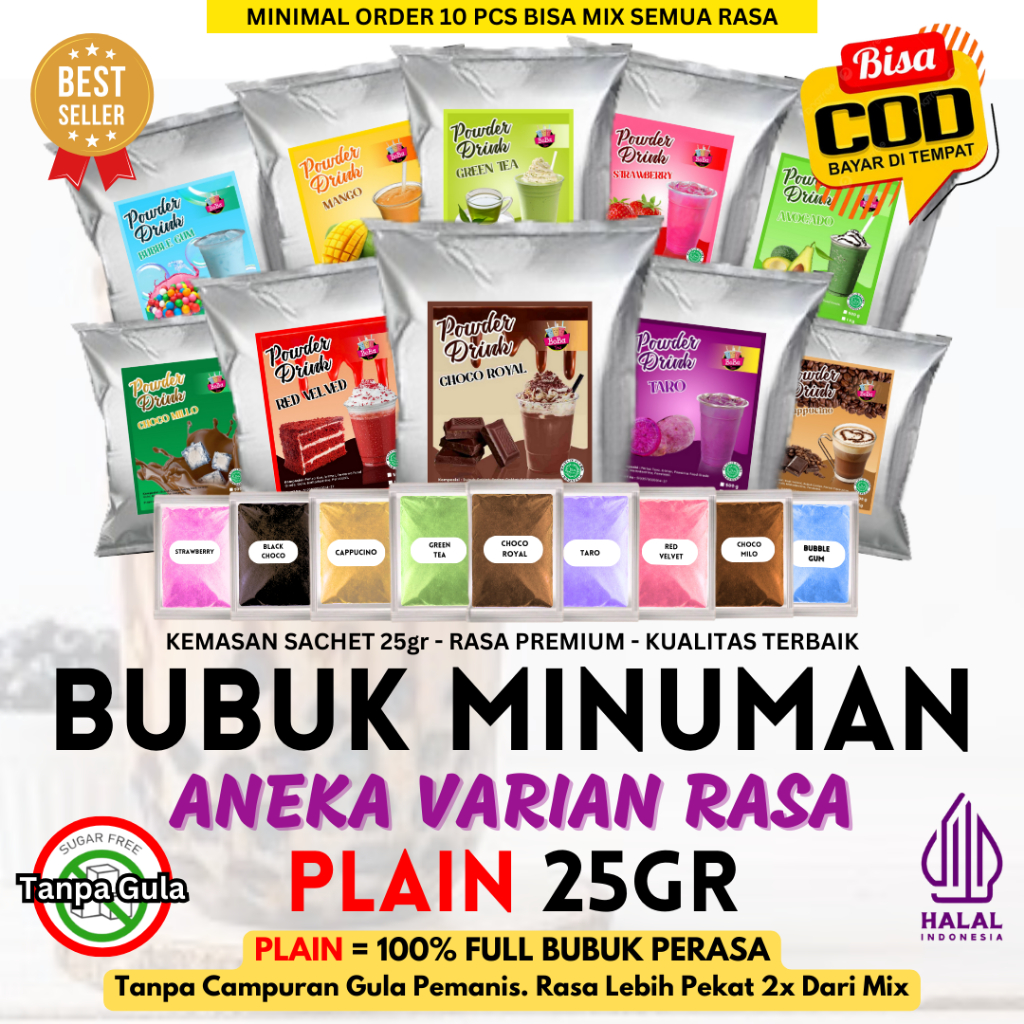 Jual Bubuk Minuman Rasa PLAIN 25gr Serbuk Minuman Kekinian | Shopee ...