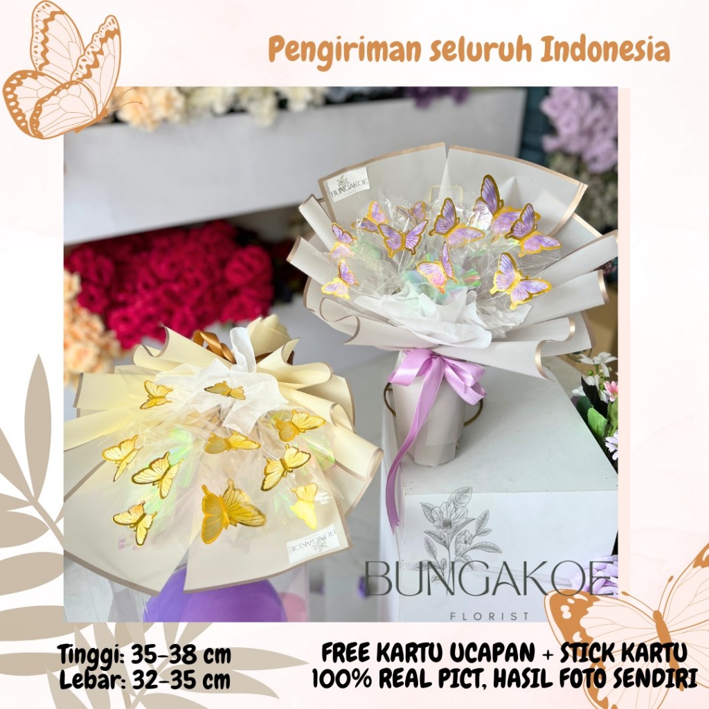Jual BOUQUET KUPU-KUPU ISI 10 - BUTTERFLY BUKET VIRAL BOUQUET BUTTERFLY ...