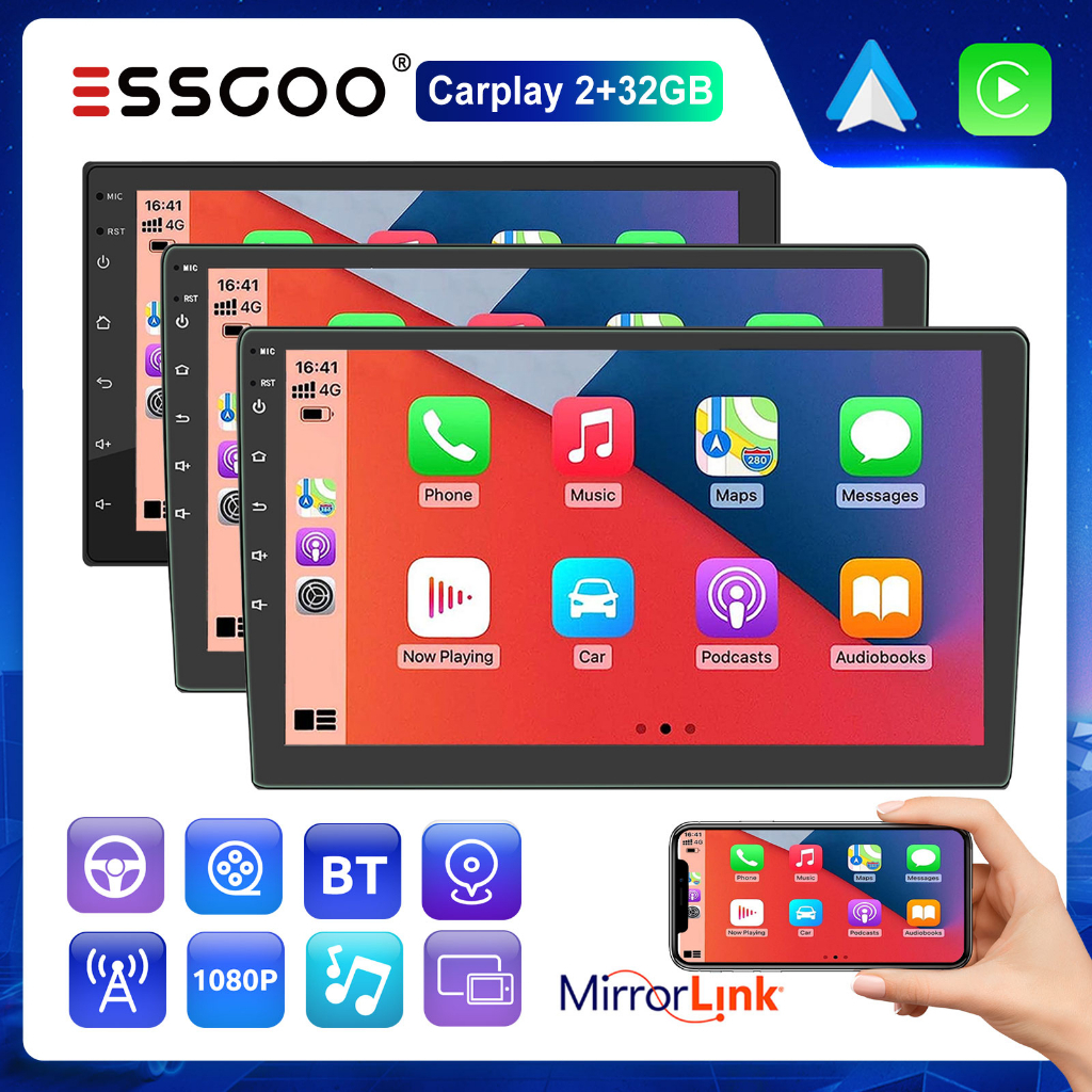 Jual ESSGOO Head Unit 4+64GB Carplay Android 13 Auto AHD 7 9 10 Inci ...