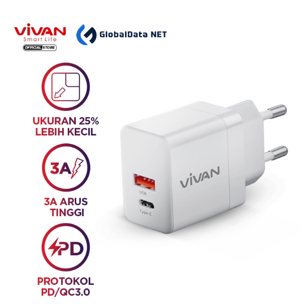 Jual Vivan Adaptor Charger Power Batok Charger Fast Charging Dual