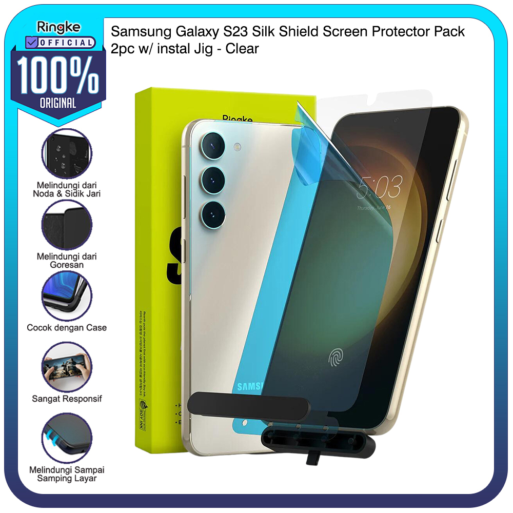 Jual Ringke Samsung S23 Silk Shield Screen Protector Pack w/ instal Jig