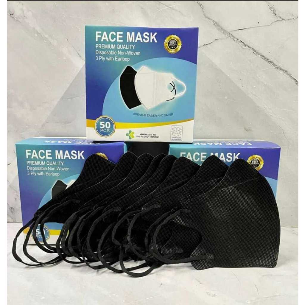Jual MASKER DUCKBILL HITAM PUTIH FACEMASK ISI 50 PCS nobox | Shopee ...