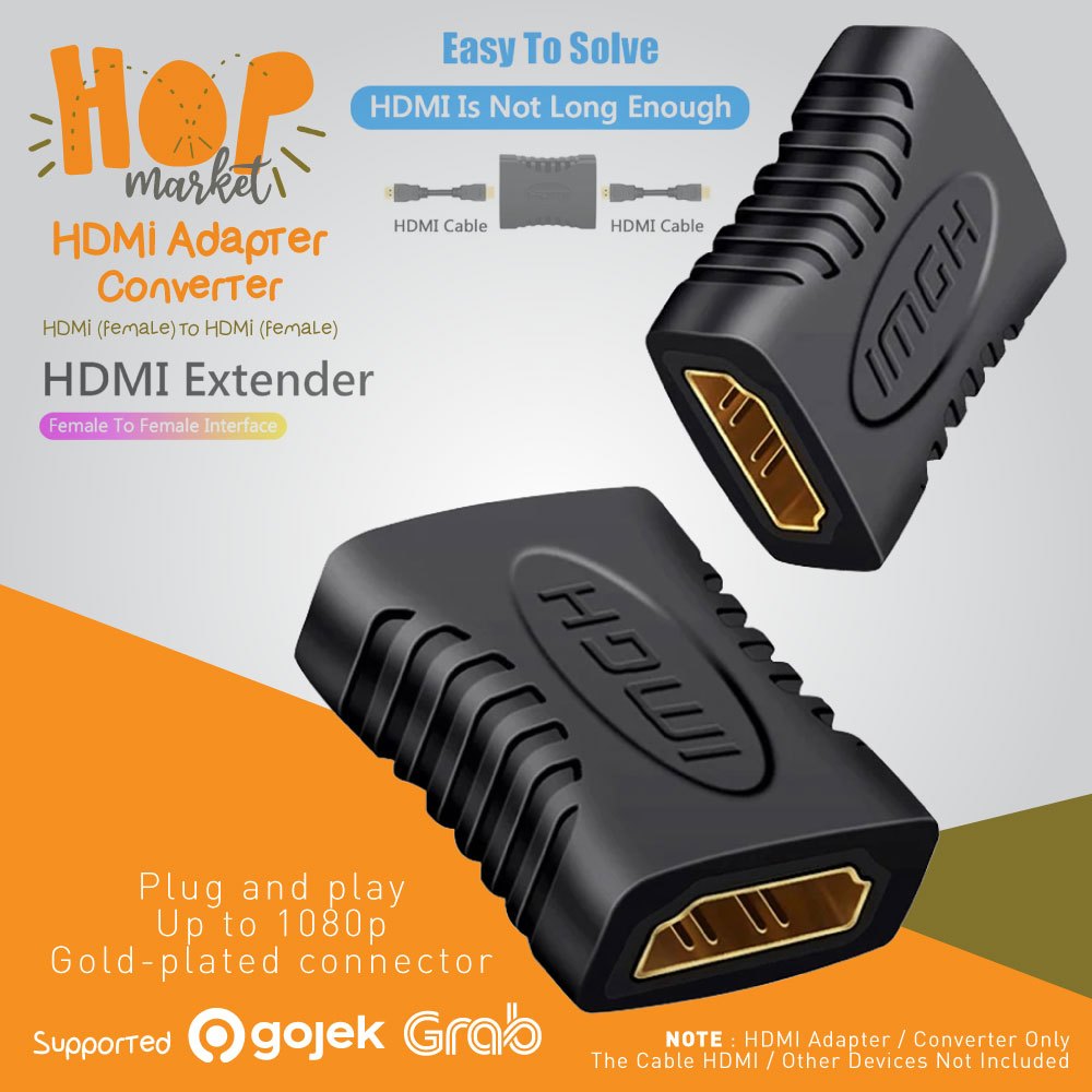 Adapter HDMI Female to HDMI Female Sambungan Konektor Gold Plated 1080p  Connector Adaptor