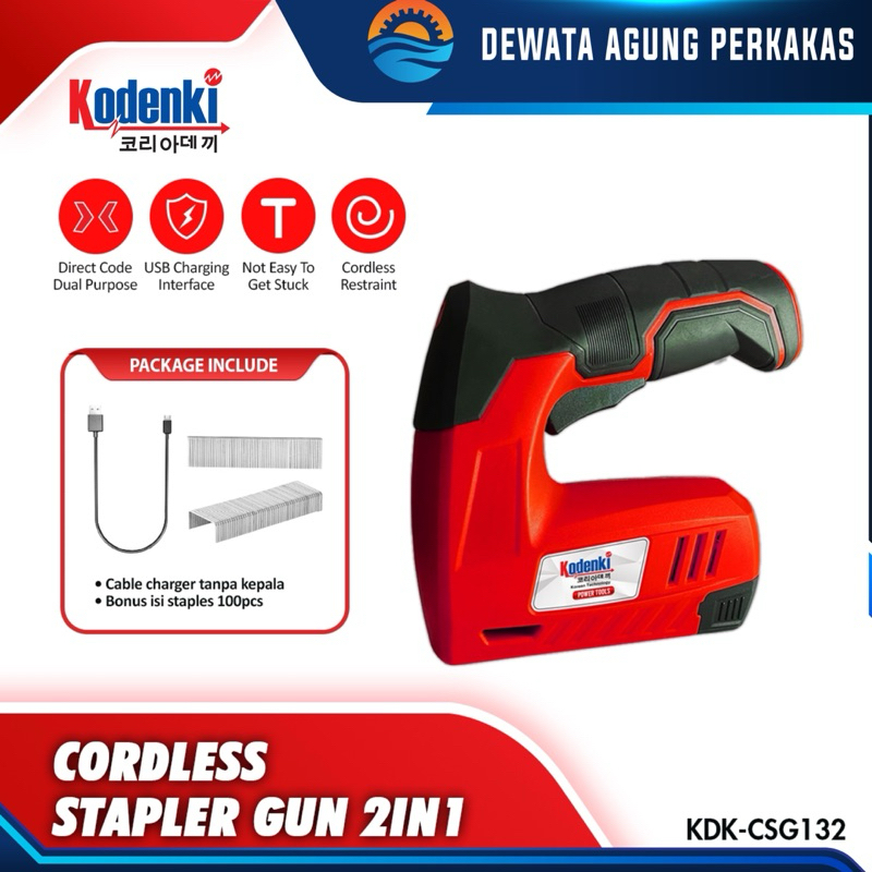 Jual Mesin Staples Paku Tembak Baterai Kodenki Cordless Stapler Gun