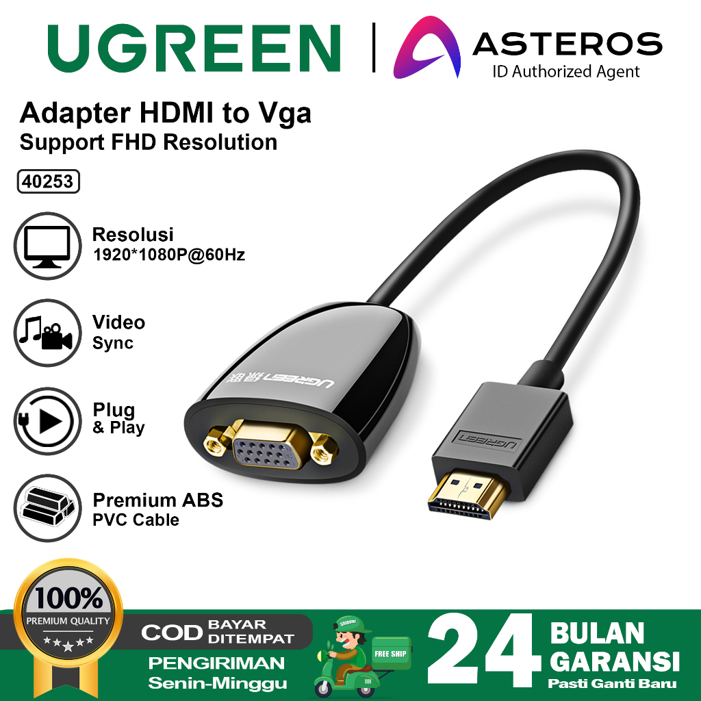 Jual Ugreen Kabel Converter Hdmi To Vga Female P For Pc Laptop Tv