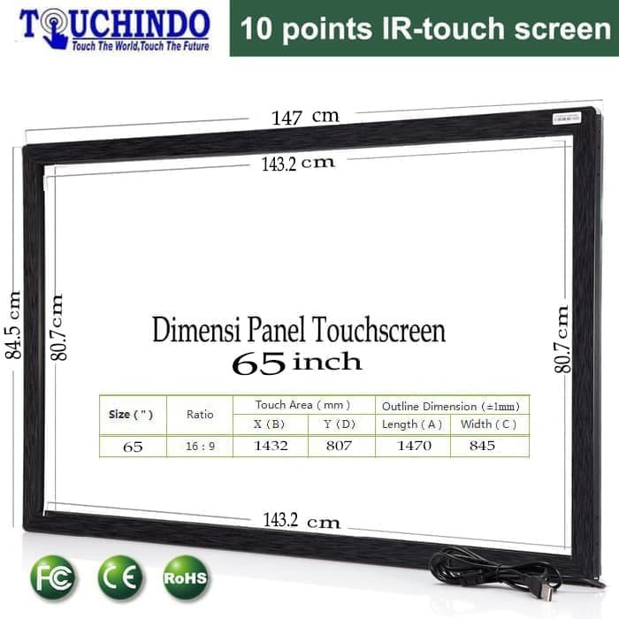 Jual Touchscreen Panel Overlay 65 Inch Multi Touch Touchindo | Shopee ...