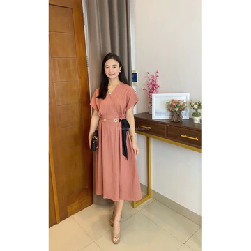 Meganshoping Gladys Dress Midi Casual Gaya Korea Fashion Wanita