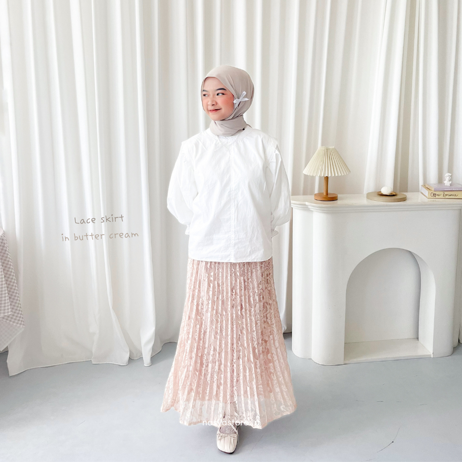 Jual Lace Pleated Skirt by nasya.id | Rok Brukat Wanita
