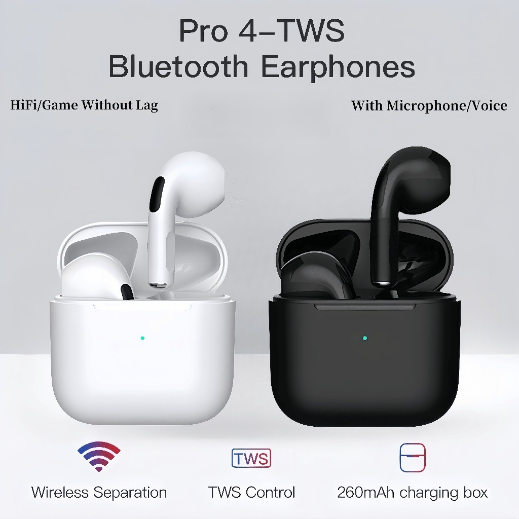 Jual Ready Pro 4 Headset Bluetooth Tws With Mic Smart Touch Control Earphone Bluetooth Hifi 8100