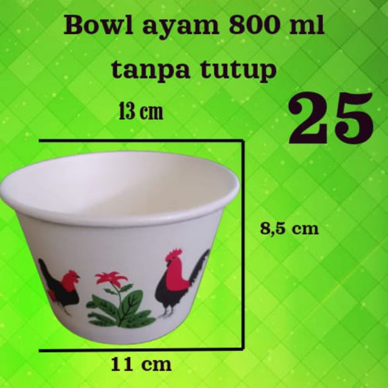 Jual Paper Bowl Cup Mangkok Mangkuk Ayam Jago isi 25 pcs Kertas Bakso ...