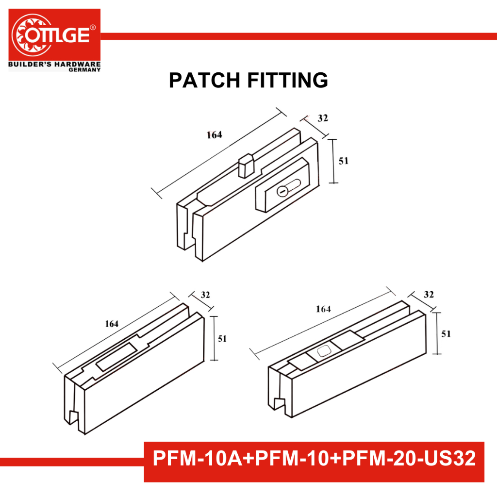 Jual Patch Fitting Complete/Penjepit Kaca Pintu OMGE PFM-10A+PFM-10 ...