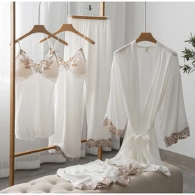 Piyama Set Baju Tidur Wanita BS 7799 Kimono 5 In1 Sexy Baju Rumah Sleepwear Satin Premium Mimon