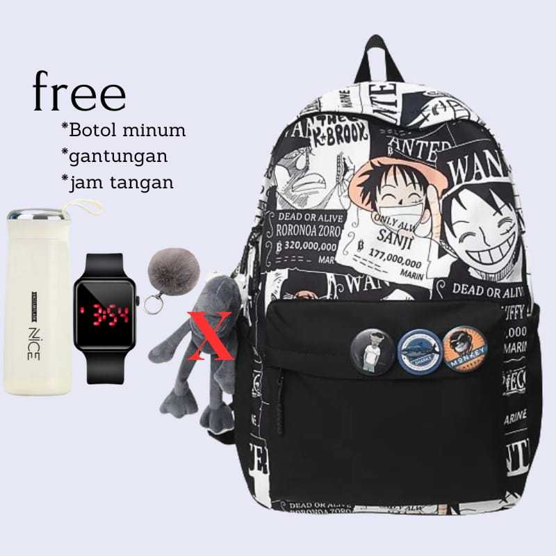 Jual Tas Punggung Luffy Rasel Cewek/Cowok Tas Ransel Sekolah Motif ...