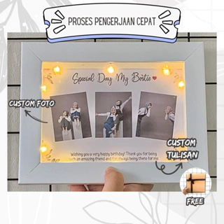 KADO UNIK Frame Foto Polaroid dengan Lampu 3D | GIFT FRAME / Kado Ulangtahun / Wisuda / Pernikahan / Anniversary