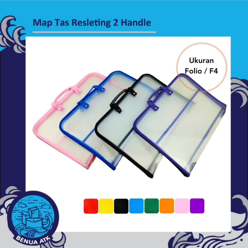 Jual Dataflex Map Plastik Zipper Bag Tas Resleting 2 Handle Folio