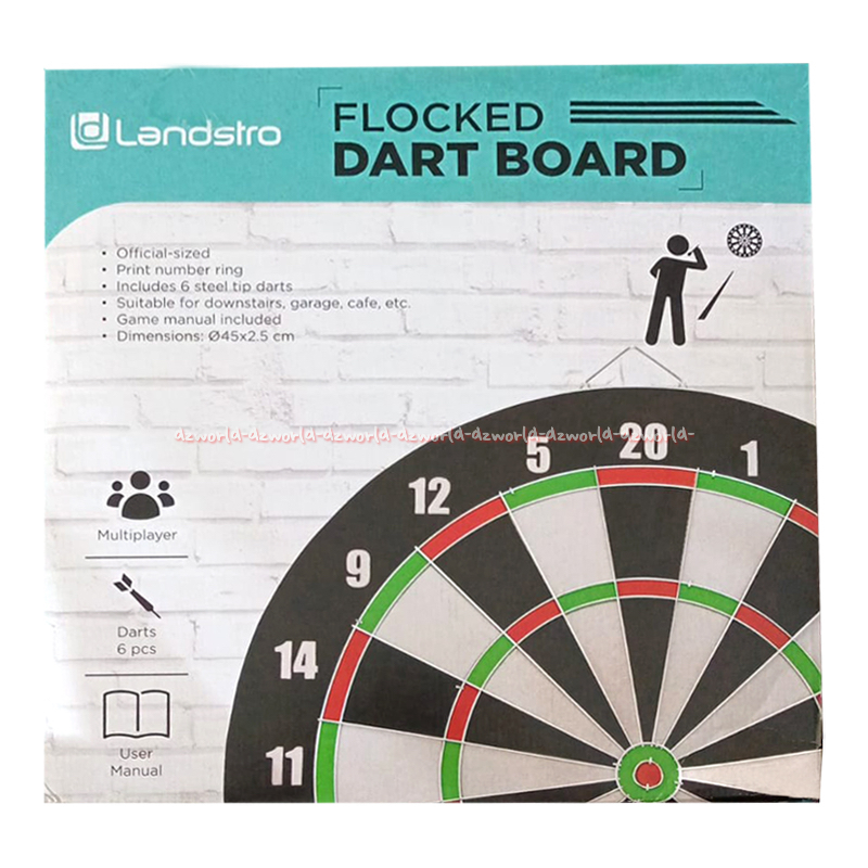 Jual Landstro Champs Flocked Dart Board Papan Mainan Panah 6 Dart land