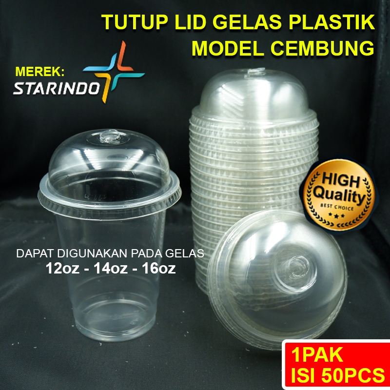 Jual Tutup Gelas Plastik Cembung Starindo Cocok Untuk Gelas 12 14 16oz 1 Bungkus Isi 50pcs 9198