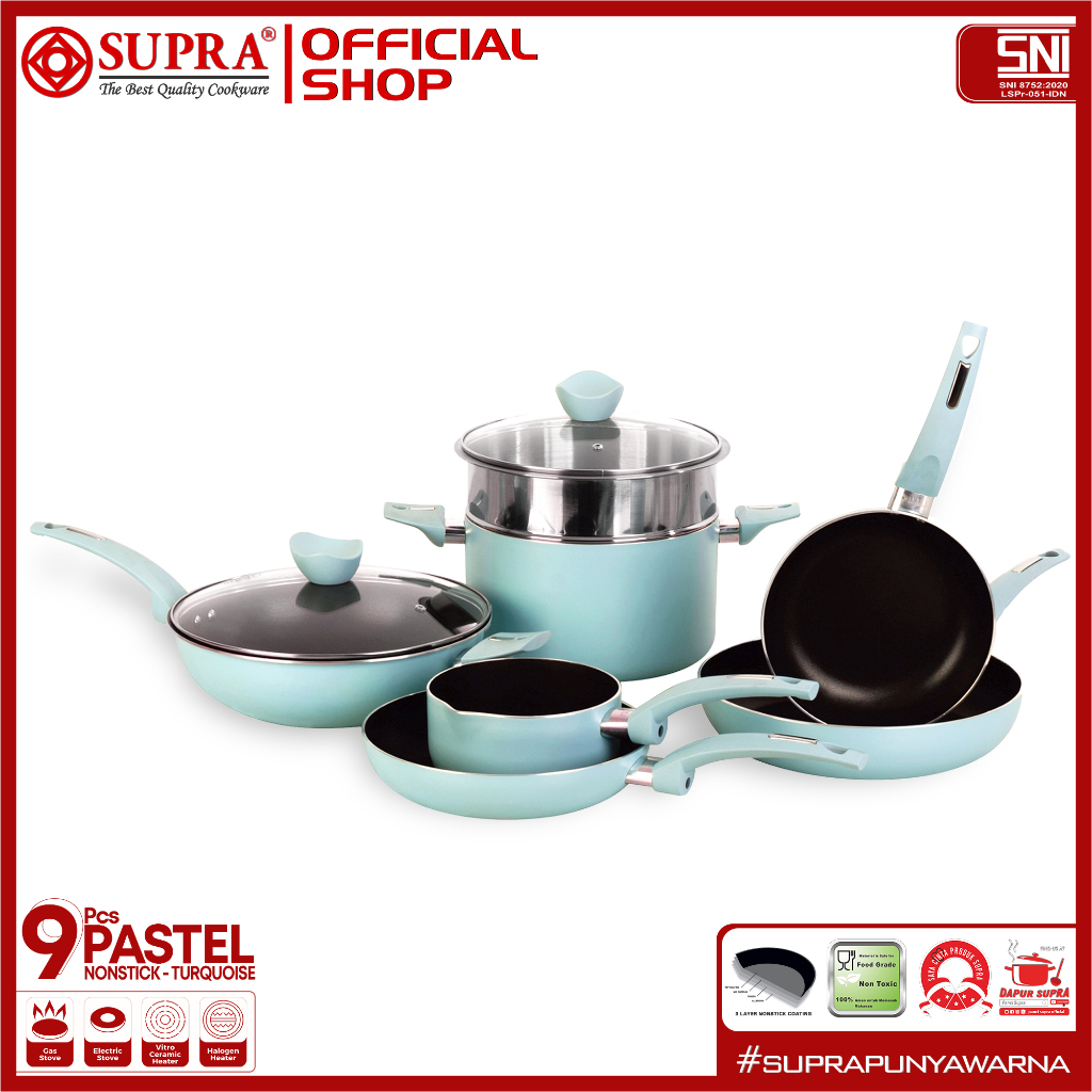 Jual SUPRA 9 PCS PASTEL COOKWARE SET | Shopee Indonesia