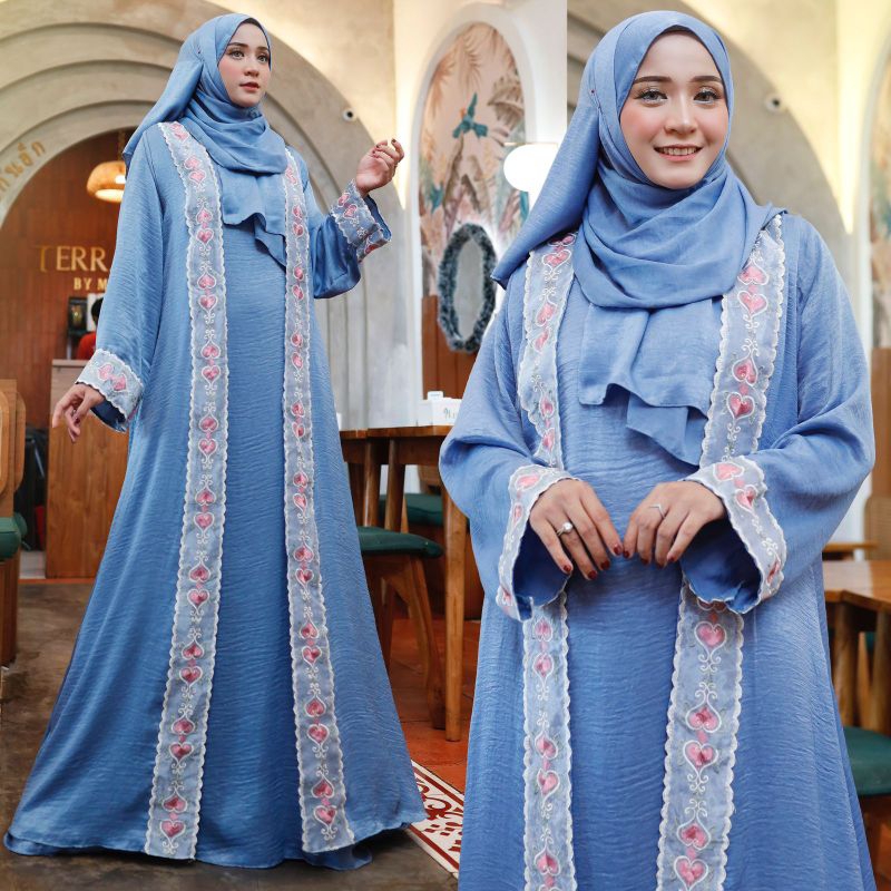 Jual NEW ARRIVAL ABAYA MALIKA BORDIR FREE PASHMINA ORIGINAL BY RISKA MODE Shopee Indonesia